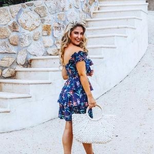 Blue floral mini dress